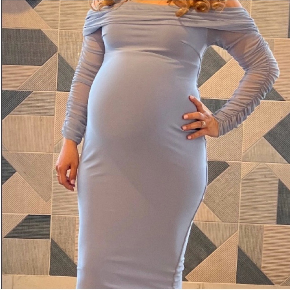 CLUBL LONDON/Chic Long Sleeve Blue Dress